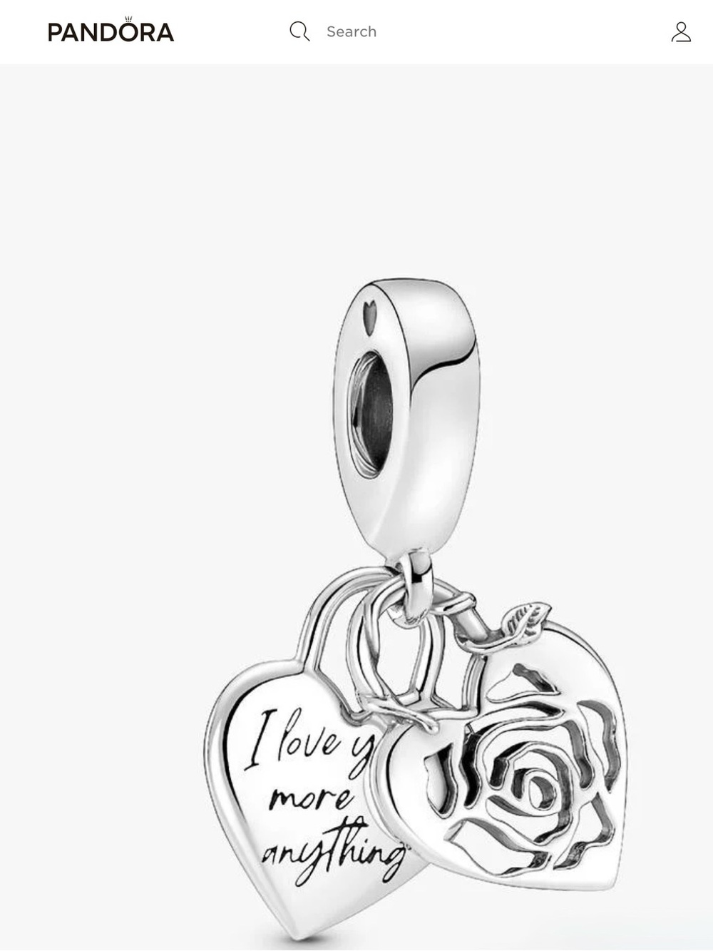 PANDORA Rose Heart Padlock Dangle Charm